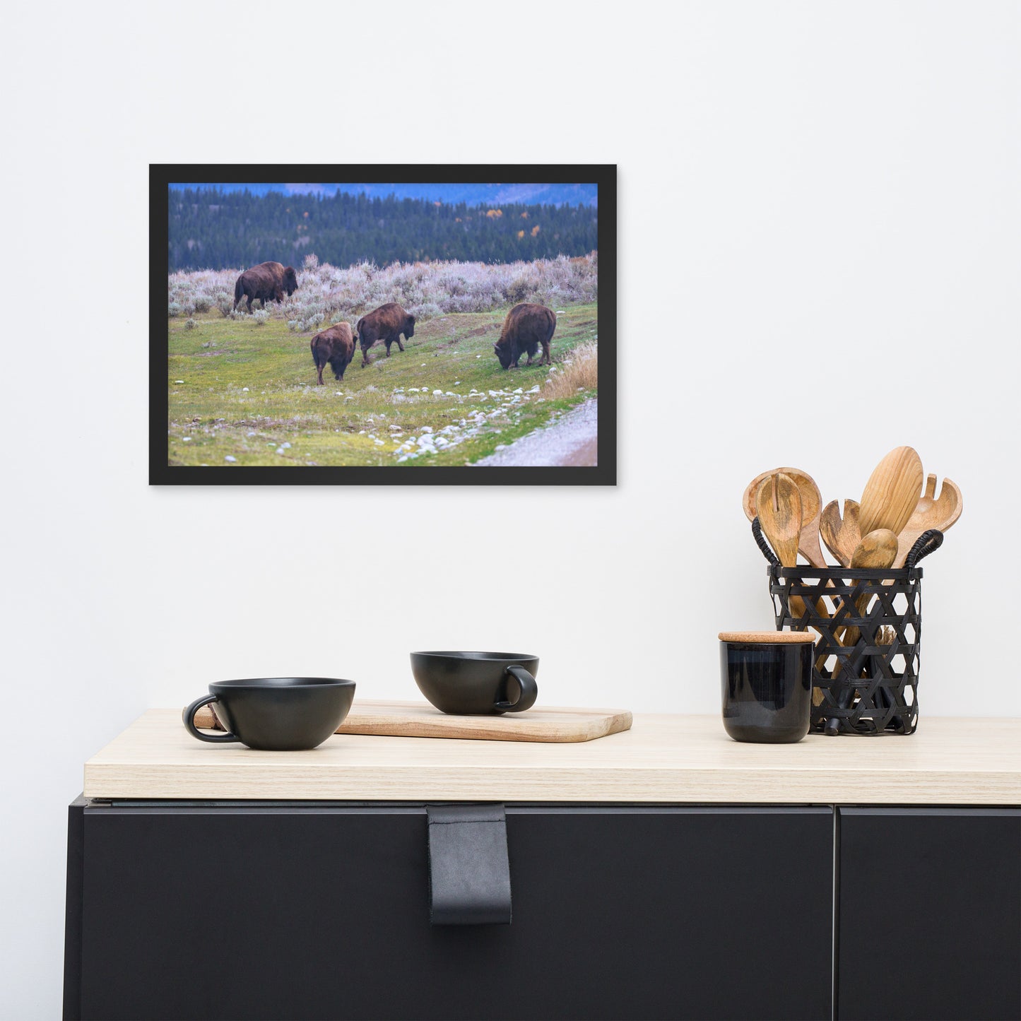 Yellowstone bison Framed poster