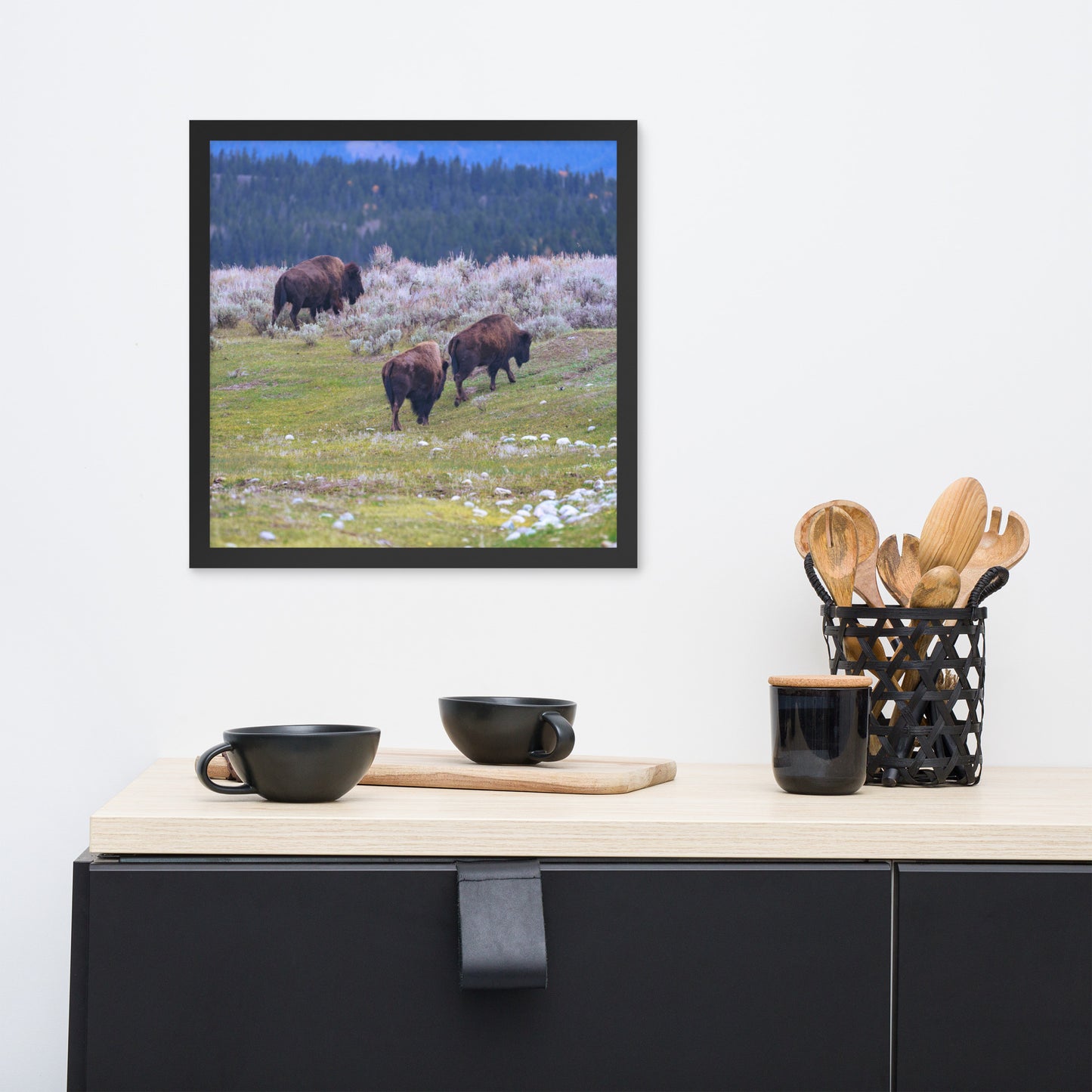 Yellowstone bison Framed poster