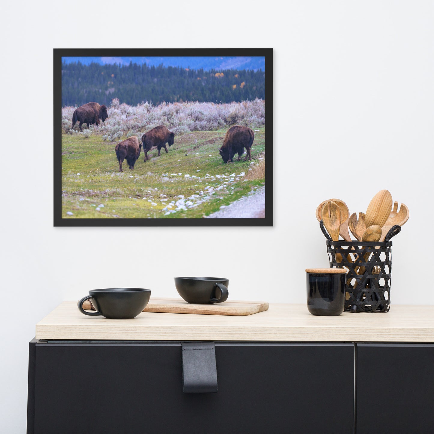 Yellowstone bison Framed poster