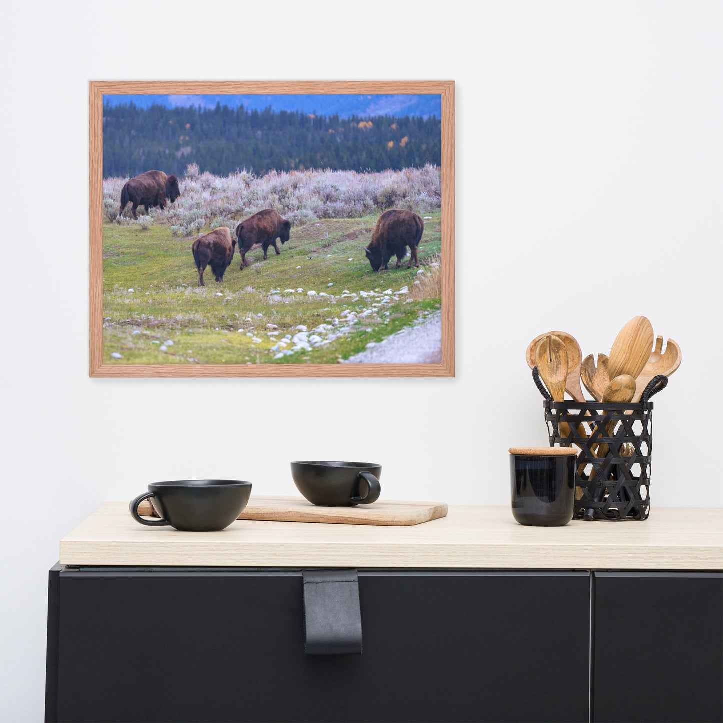 Yellowstone bison Framed poster